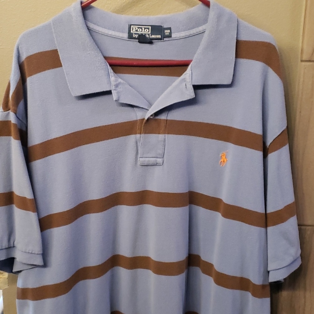 Men's Blue and Brown Polo Shirt 3XB